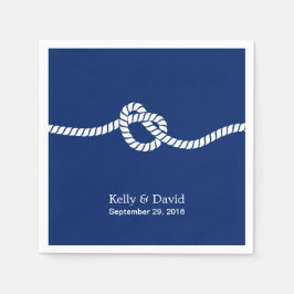 Navy Blue Tying the Knot nautische bruiloft Servetten