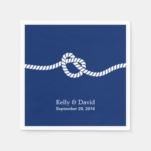 Navy Blue Tying the Knot nautische bruiloft Servetten (Voorkant)