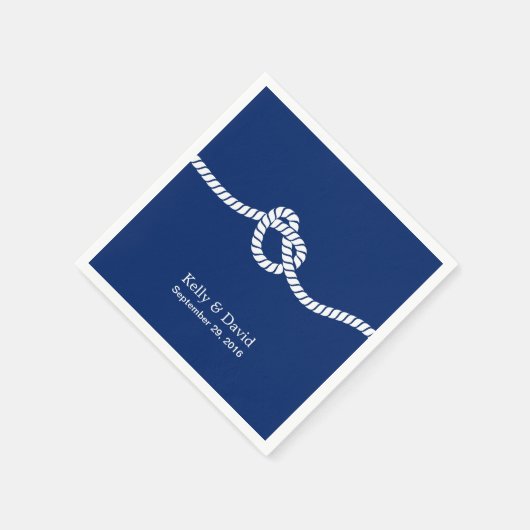 Navy Blue Tying the Knot nautische bruiloft Servetten (Hoek)