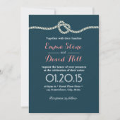 Navy Blue Tying the Knot Wedding Invitations Kaart (Voorkant)