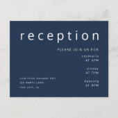Navy Blue Typografie Elegant Wedding Reception Informatiekaartje (Voorkant)