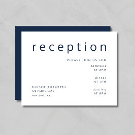 Navy Blue Typografie Elegant Wedding Reception Informatiekaartje