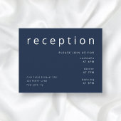 Navy Blue Typografie Elegant Wedding Reception Informatiekaartje