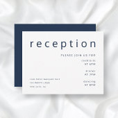Navy Blue Typografie Elegant Wedding Reception Informatiekaartje