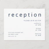 Navy Blue Typografie Elegant Wedding Reception Informatiekaartje (Voorkant)
