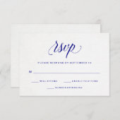 Navy Blue Typografie op Waterverf Paper RSVP (Voorkant / Achterkant)