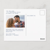 Navy Blue Typography Merry Kerstfoto Briefkaart (Achterkant)