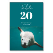 Navy Blue Underwater Aqua Zee Lion Coastal Wedding Kaart (Achterkant)