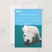 Navy Blue Underwater Aqua Zee Lion Coastal Wedding RSVP Kaartje (Voorkant)