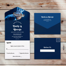 Navy Blue Underwater Jellyfish Nautical Wedding
