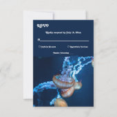 Navy Blue Underwater Jellyfish Nautical Wedding RSVP Kaartje (Voorkant)