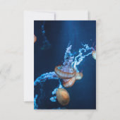 Navy Blue Underwater Jellyfish Nautical Wedding RSVP Kaartje (Achterkant)
