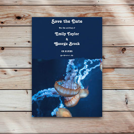 Navy Blue Underwater Jellyfish Nautical Wedding Save The Date