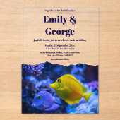 Navy Blue Underwater Zee Fish Kustbruiloft Acryl Uitnodigingen (Voorkant)