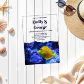 Navy Blue Underwater Zee Fish Kustbruiloft Acryl Uitnodigingen