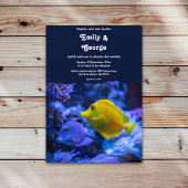Navy Blue Underwater Zee Fish Kustbruiloft Kaart