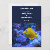 Navy Blue Underwater Zee Fish Kustbruiloft Save The Date (Voorkant)