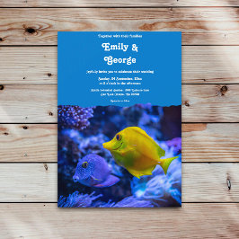 Navy Blue Underwater Zee Fish Nautical bruiloft Kaart