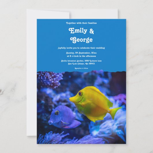 Navy Blue Underwater Zee Fish Nautical bruiloft Kaart (Voorkant)