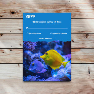 Navy Blue Underwater Zee Fish Nautical bruiloft RSVP Kaartje