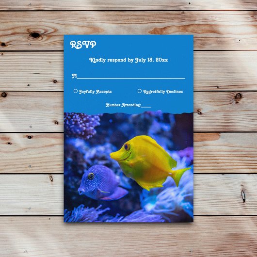 Navy Blue Underwater Zee Fish Nautical bruiloft RSVP Kaartje