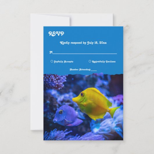Navy Blue Underwater Zee Fish Nautical bruiloft RSVP Kaartje (Voorkant)