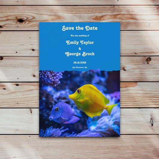 Navy Blue Underwater Zee Fish Nautical bruiloft Save The Date