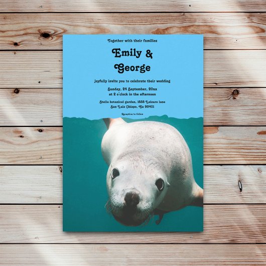 Navy Blue Underwater Zee Lion Blauwgroen kusthuwel Kaart