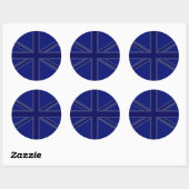 NAvy Blue Union Jack Decor Ronde Sticker (Vel)