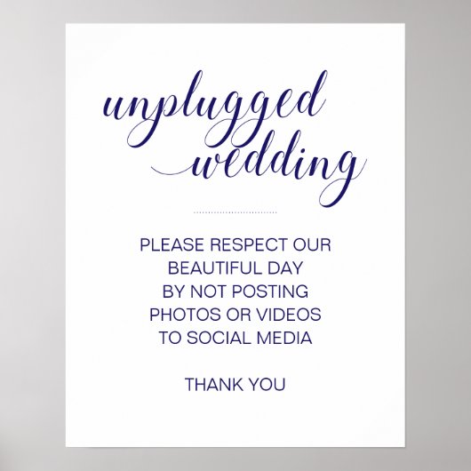 Navy Blue Unplugged Weddenschap Geen sociale media Poster (Voorkant)