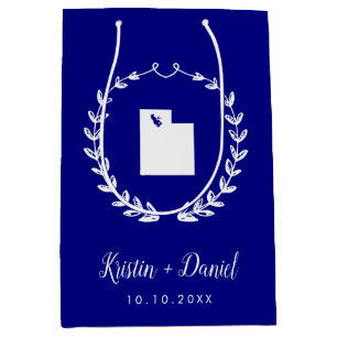 Navy Blue Utah Kaart Huwelijk Welkom Swag Medium Cadeauzakje