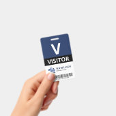 Navy Blue Uw Logo & barcode bezoeker toevoegen Badge (Handheld)