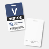 Navy Blue Uw Logo & barcode bezoeker toevoegen Badge (Voor- en achterkant)