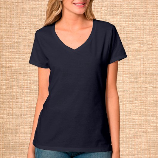 Navy Blue V-Neck T-Shirt / Aanpassen