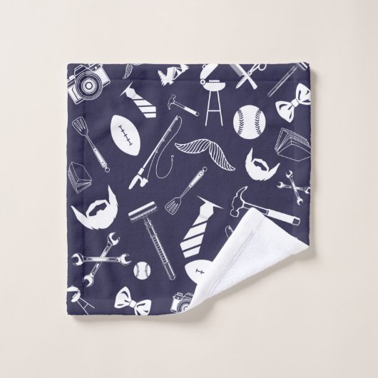 Navy Blue Vaderdag Bad Handdoek (Wasdoekje)