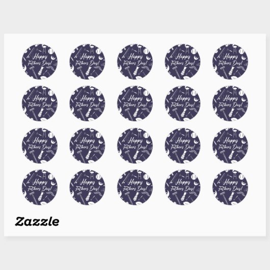 Navy Blue Vaderdag Ronde Sticker (Vel)