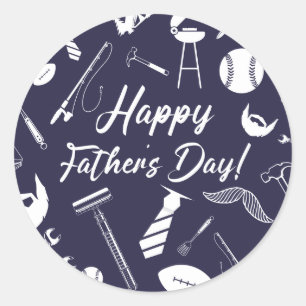 Navy Blue Vaderdag Ronde Sticker