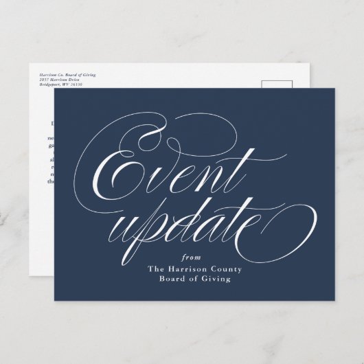 Navy blue van Event Update Briefkaart (Voorkant / Achterkant)