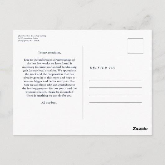 Navy blue van Event Update Briefkaart (Achterkant)