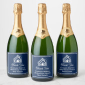 Navy Blue Vastgoedbedrijf Aangepaste Makelaar Sparkling Wijnetiket (Flessen)
