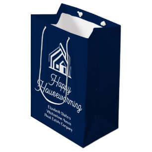 Navy Blue Vastgoedbedrijf Op maat gemaakte makelaa Medium Cadeauzakje