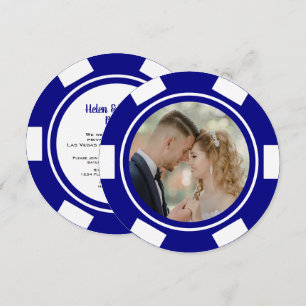Navy Blue Vegas Poker Chip Wedding Elopement Kaart