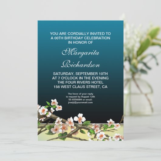 Navy Blue verjaardagsfeestje Kaart (Staand voorkant)