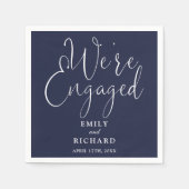 Navy Blue Verloving Script Verloving Feest Servet (Voorkant)