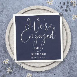 Navy Blue Verloving Script Verloving Feest Servet