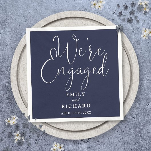 Navy Blue Verloving Script Verloving Feest Servet