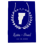 Navy Blue Vermont Map Wedding Welcome Swag Medium Cadeauzakje (Voorkant)