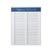 Navy Blue Vertical 8.5x11 Two Column Checklist Notitieblok (Linkerzijde)