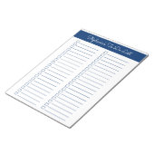 Navy Blue Vertical 8.5x11 Two Column Checklist Notitieblok (Schuin)