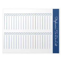 Navy Blue Vertical 8.5x11 Two Column Checklist Notitieblok